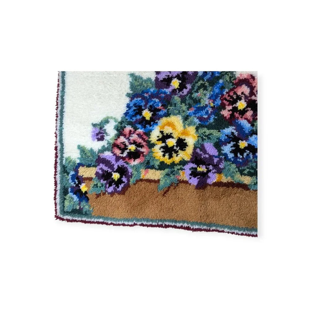 Handmade Colorful Pansy Soft Large Latch Hook Rug 42